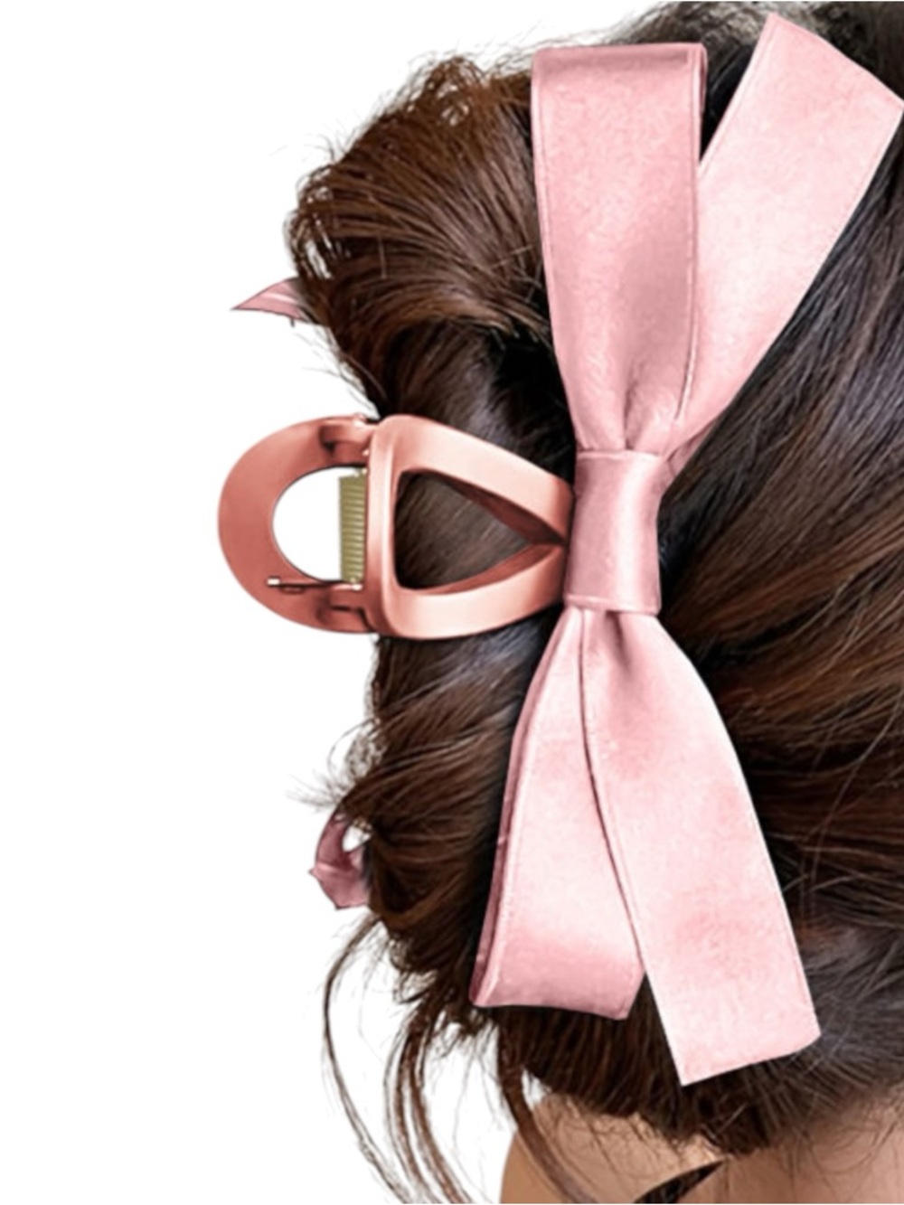 7022. Pink Bow Hair Clip - Women Accessories